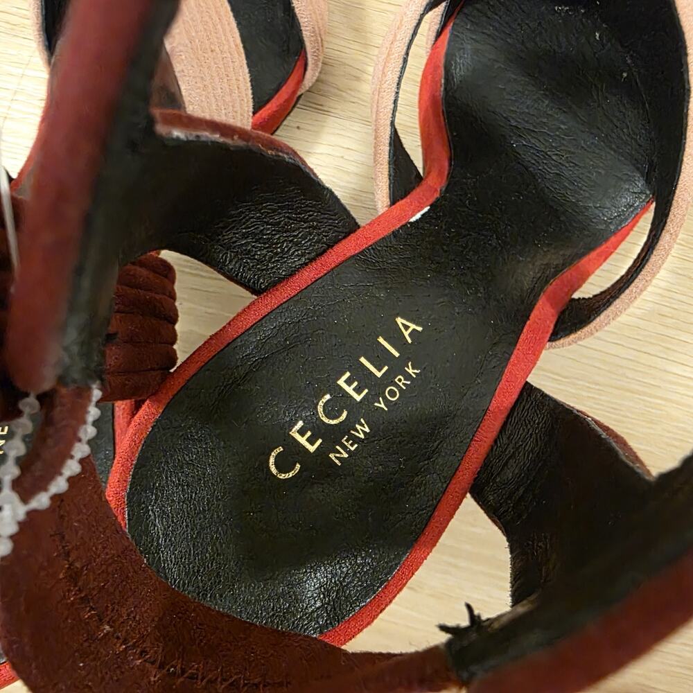 Anthropologie Cecelia New York Red Suede Colorblock Roxanne Heels - Picture 8 of 9